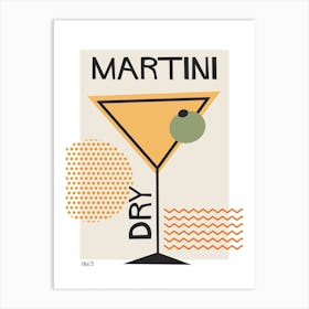 Dry Martini Retro Cocktail  Neutral Art Print
