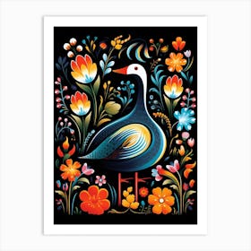 Folk Bird Illustration Goose 1 Art Print