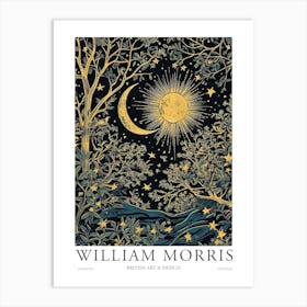 William Morris Art Moon Sun Eclipse Night Morris Exhibition Print Botanical Poster Vintage Art Print