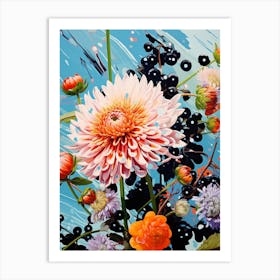 Surreal Florals Asters 7 Flower Painting Art Print