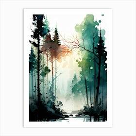 Watercolor Of A Forest Art Print