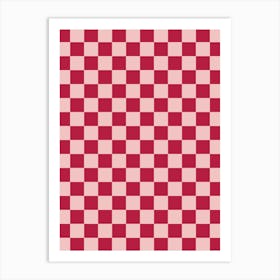 Checkerboard Magenta And Peach Art Print