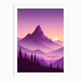 Misty Mountains Vertical Composition In Purple Tone 28 Art Print