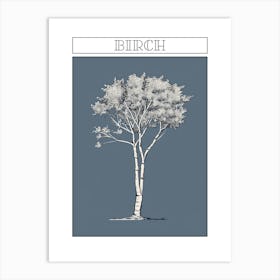 Birch Tree Minimalistic Drawing 2 Poster Art Print