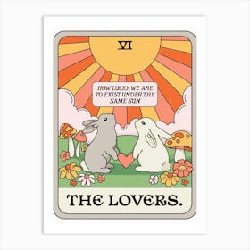 The Lovers Tarot Card Bunny Art Print