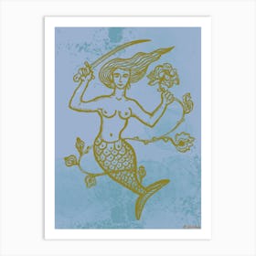 a Mermaid with a saber Art Print