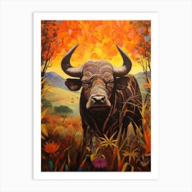 African Buffalo Traditional African Painting 2 Art Print