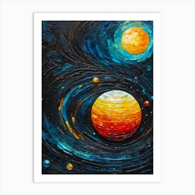 Planets In Space Abstract Paint Vibrant colors 1 Art Print