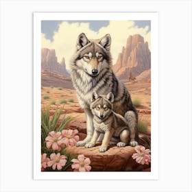 Honshu Wolf Desert Scenery 1 Art Print