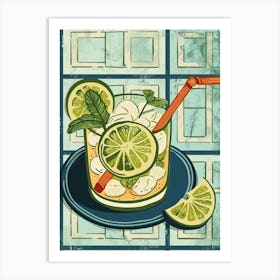 Mojito On An Art Deco Inspired Background Art Print
