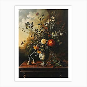 Baroque Floral Still Life Canterbury Bells 1 Art Print