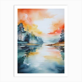 Sunset Over The Lake Art Print