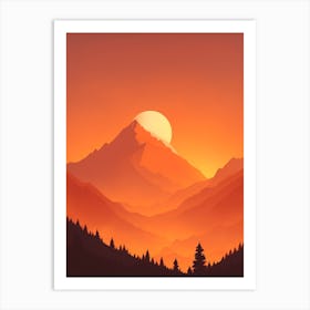 Misty Mountains Vertical Composition In Orange Tone 9 Art Print