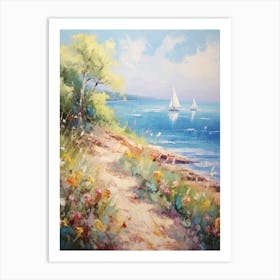 Sailboats On The Beach Art Print