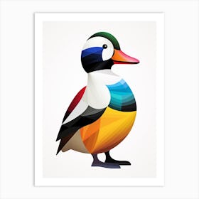 Colourful Geometric Bird Bufflehead Art Print