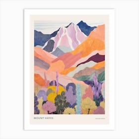 Mount Hayes United States Colourful Mountain Illustration Poster Art Print