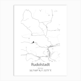 Rudolstadt,Germany Minimalist Map Art Print