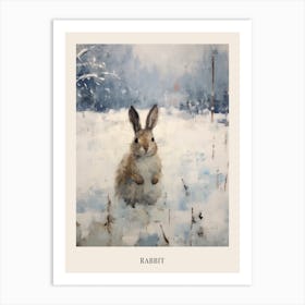Vintage Winter Animal Painting Poster Rabbit 4 Art Print