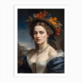 Elegant Classic Woman Portrait Painting (11) Art Print