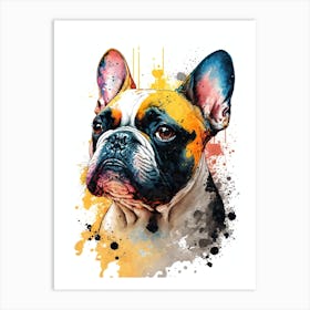 Cute French Bulldog Watercolor Portrait Art Print