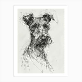 Irish Terrier Dog Charcoal Line 1 Art Print