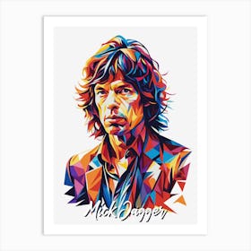 Mick Jagger 01 Portrait Music Icon Style WPAP Pop Art Art Print