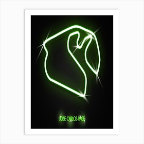 Autodromo Jose Carlos Pace Interlagos Brasil F1 Track neon Art Print