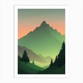 Misty Mountains Vertical Composition In Green Tone 129 Art Print