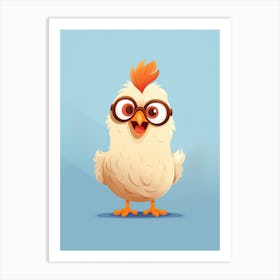 Cartoon Chicken With Glasses Art Print