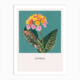 Lantana Square Flower Illustration Poster Art Print