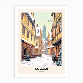 Vintage Winter Travel Poster Colmar France 1 Art Print