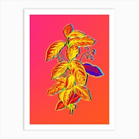 Neon Broadleaf Spindle Botanical in Hot Pink and Electric Blue n.0480 Art Print