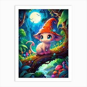 Fairy Cat In The Forest Art Print