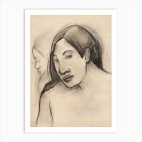 Heads Of Tahitian Women, Frontal And Profile Views, Paul Gauguin Art Print