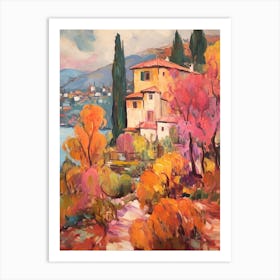 Autumn Gardens Painting Villa Carlotta Italy 3 Art Print