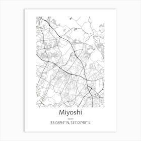 Miyoshi,Japan Minimalist Map Poster