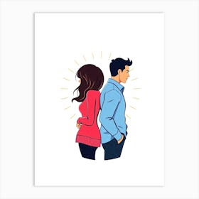 Man And Woman In Missunderstanding Art Print