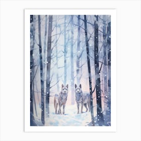 Winter Watercolour Lynx 3 Art Print