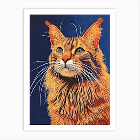 Somali Cat Relief Illustration 1 Art Print