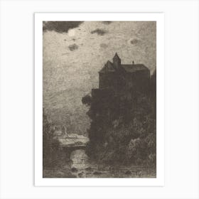 Vintage Spooky Castle On A Hill Art Print