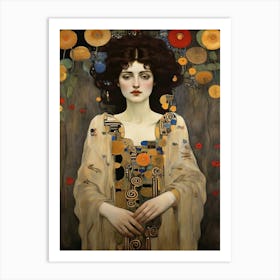 Klimt's Woman With Flowers art print Art Print