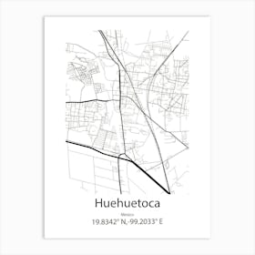 Huehuetoca,Mexico Minimalist Map Art Print