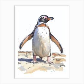 Humboldt Penguin Gold Harbour Watercolour Painting 4 Art Print