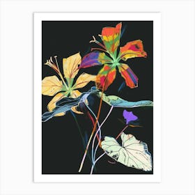 Neon Flowers On Black Nasturtium 1 Art Print