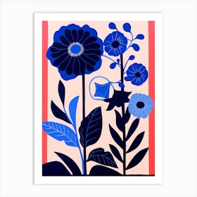 Blue Flower Illustration Gerbera Daisy 1 Art Print
