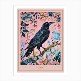 Floral Animal Painting Crow 1 Poster Art Print