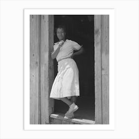 Worker Standing In The Doorway Of Her Home In Wagoner County, Oklahoma By Russell Lee Art Print