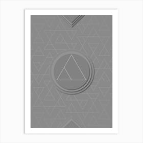 Geometric Glyph Sigil with Hex Array Pattern in Gray n.0206 Art Print