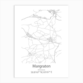 Margraten,Netherlands Minimalist Map Art Print