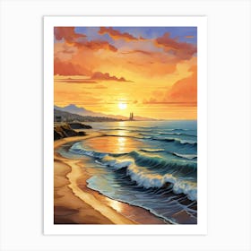 Sunset.Beach.Vincent Willem Van Gogh, frescoes. Art Print